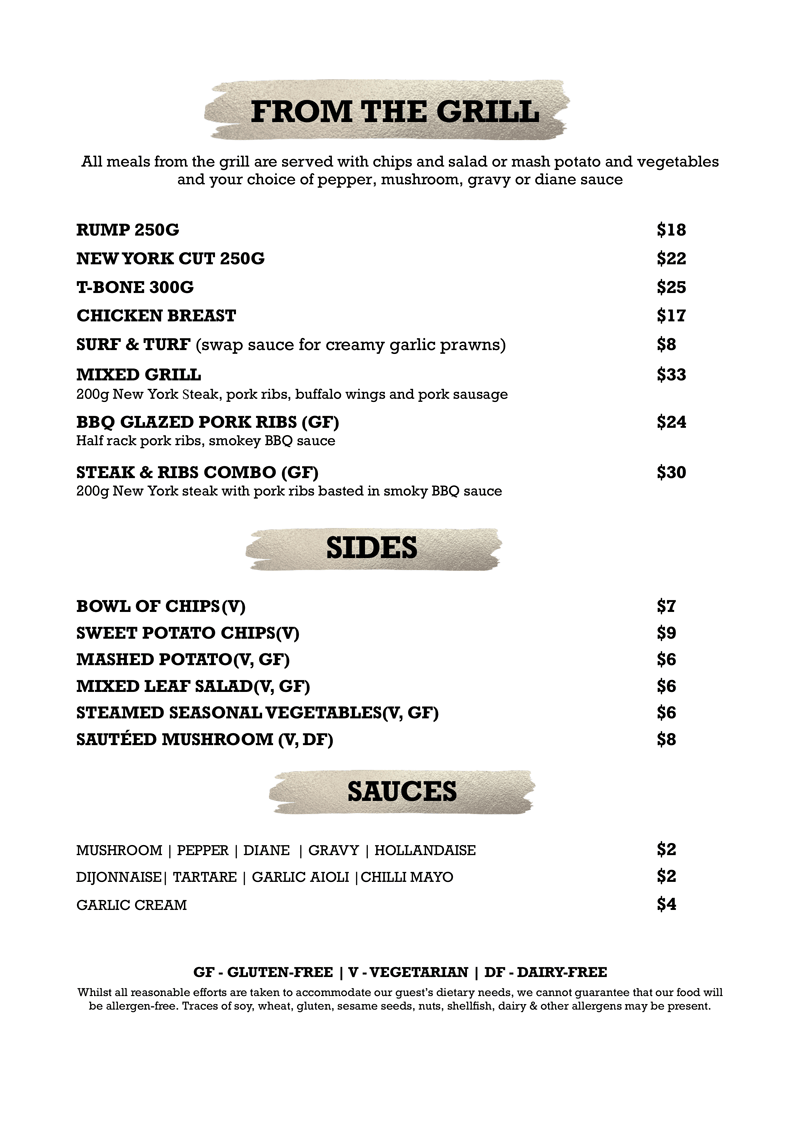 Minto Mirage Hotel Bistro Menu
